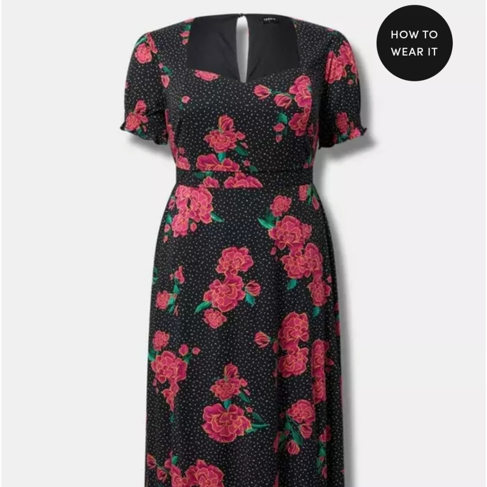 Torrid Floral Sweetheart Midi Dress